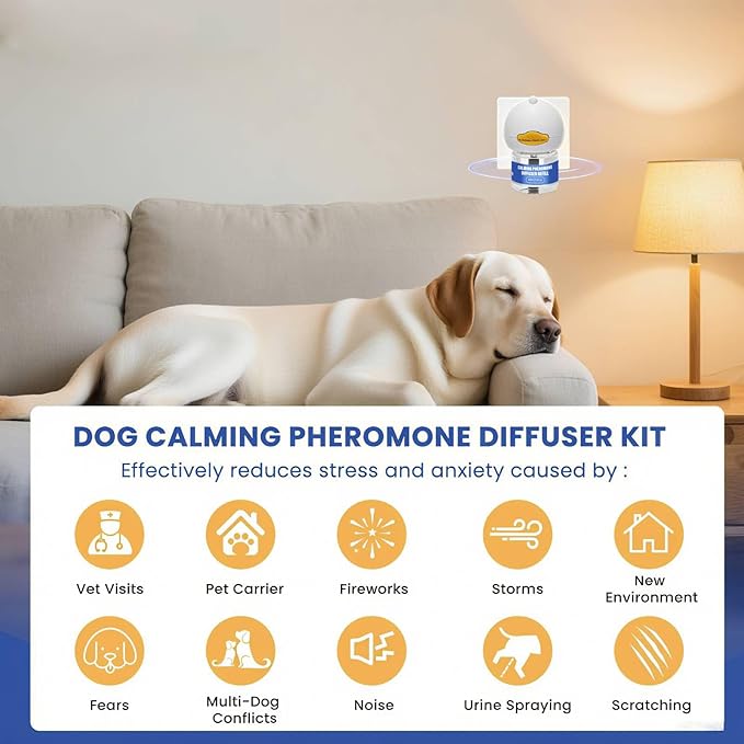 9 Pack Dog Calming Pheromones Diffuser Kit - 3 Plug-ins + 6 Refills (48mL Each) - 180 Day Supply for Anxiety, Aggression, Barking & Stress Relief in Dogs