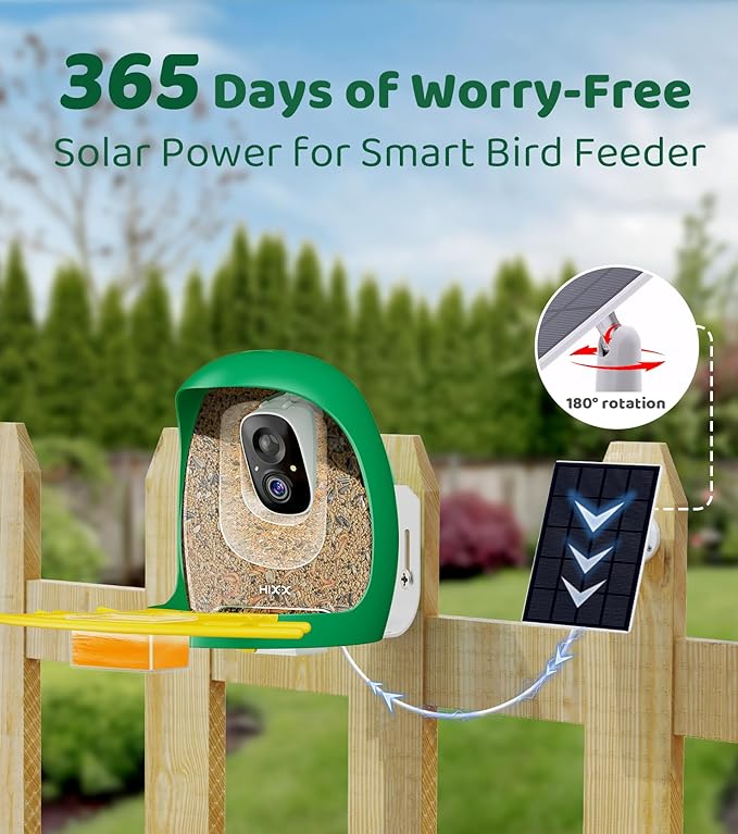 HIXX Smart Bird Feeder with Camera, AI Identify Birds & Auto Capture, 2K HD Live Camera Birdwatching with Color Night Vision for Bird Lovers Gifts Include Magnetic Toy