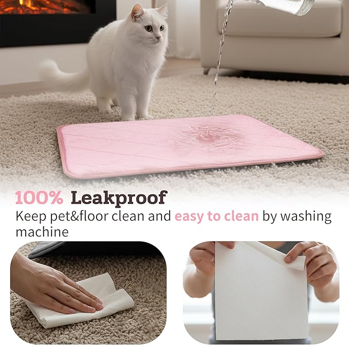 NWK Fluffy Self Warming Cat Mat, Cat Blanket, Thermal Dog Mat, Washable, Non-Slip Bottom for Sofa & Crate & Kennel & Car Seat (Blush Pink, Large (35'' X 23'' X 0.4''))