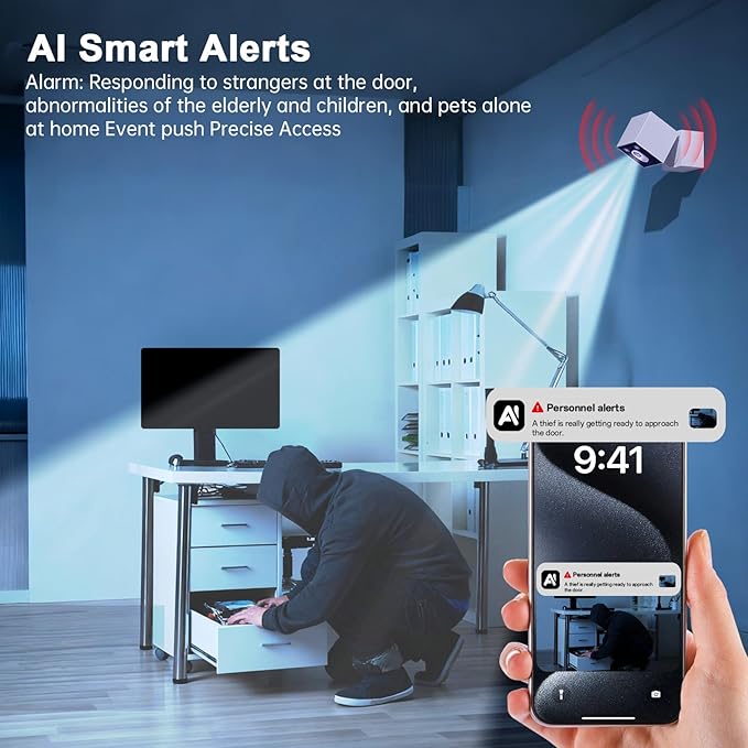 2K Indoor Security Camera, 5G&2.4G WiFi Cameras for Home Security, 360°Pan/Tilt Baby/Dog/Pet Camera, 911 Emergency, 2-Way Talk, AI Descriptive Notification, Color Night Vision, US Based Cloud, 2Pack