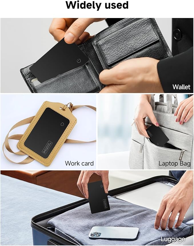 JTD 2 Pack Wallet Tracker Card - Apple Find My Tracker (iOS Only), 0.07in Thin IP68 Waterproof Bluetooth Card Finder, Item Locator for Luggage, Passport, Purse, Backpack