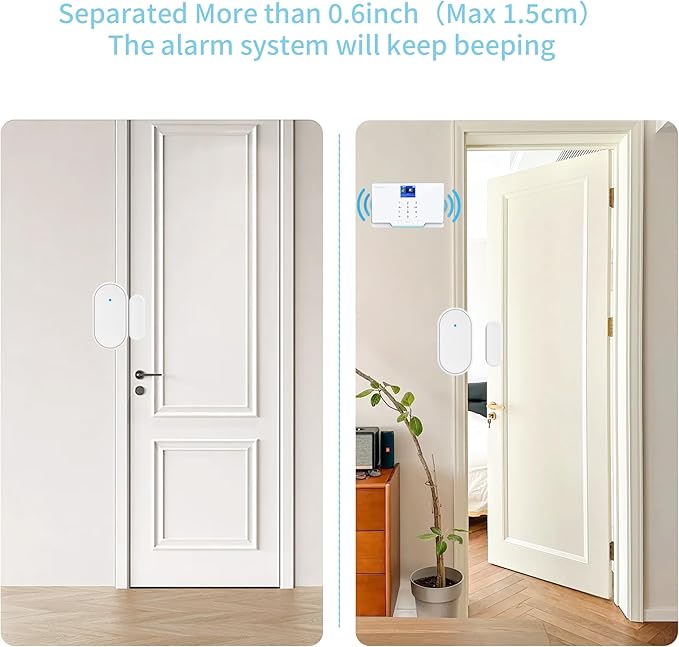 Door Sensor Detector,Smart Wireless Window Sensor Real time Alarm Compatible with Security Alarm System&Alexa&Google Assistant,Home Security Door Open Contact Sensor for Bussiness Burglar Alert
