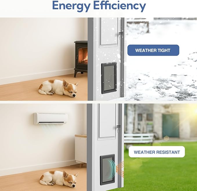 Dog Door for Exterior Door,Antirust & Heavy Duty Doggie Door,Aluminum Doggy Door with Two Flaps with Six Magnetic Strips, Pet Door (Black, Large)