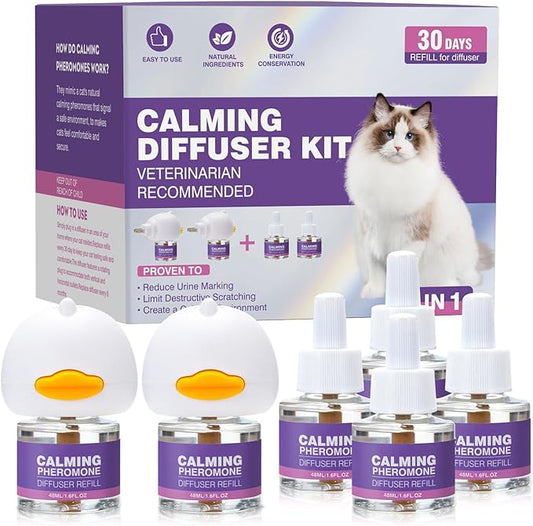 Cat Calming Pheromone Diffuser Effectively Relieve Anxiety Stress Cat Calming Diffuser Comfort for Cats Refill Reduce Fighting Spraying and Scratching Calm Relaxing 48ml/Bottle Fits All Cats