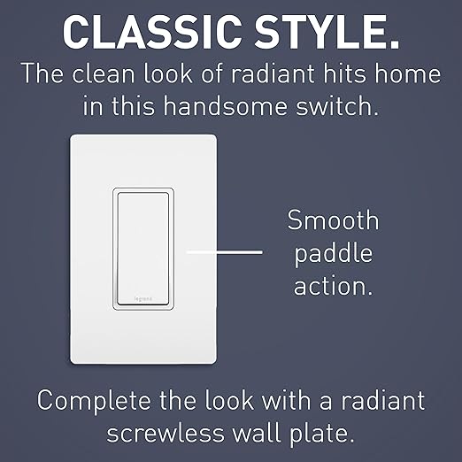 Legrand Radiant 15 Amp Decorator Duplex Outlet, Rocker Wall Switch Single Pole & 3-Way Light Switches