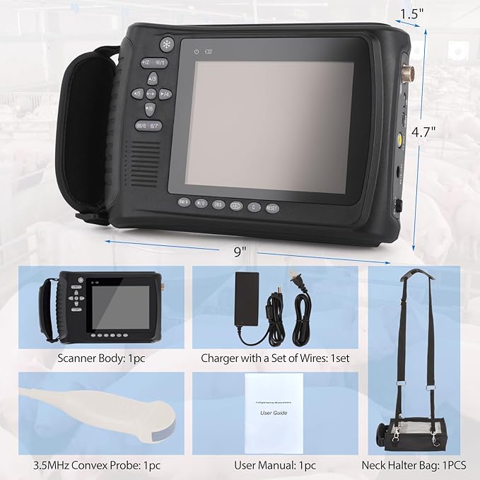 Portable Ultrasound Machine for Pregnancy - with 5.0MHz Micro-Convex Probe & 5 Imaging Modes, Pregnancy Digital Ultrasound Machine for Cattle, Horse, Pigs, Sheep, Cats, Dogs, Rabbit, Fish