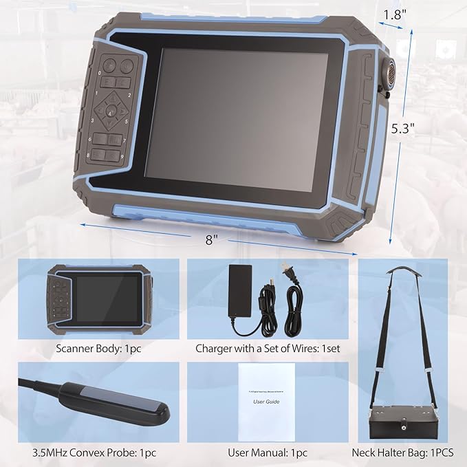 2025 Upgraded Portable Vet Handheld Scanner for Pregnancy - with 6.5MHz Rector Probe & 5.7" LED Display, Pet Veterinary Ultrasound Machine for Cattle, Horse, Pigs, Sheep, Cats, Dogs, Rabbit, Fish