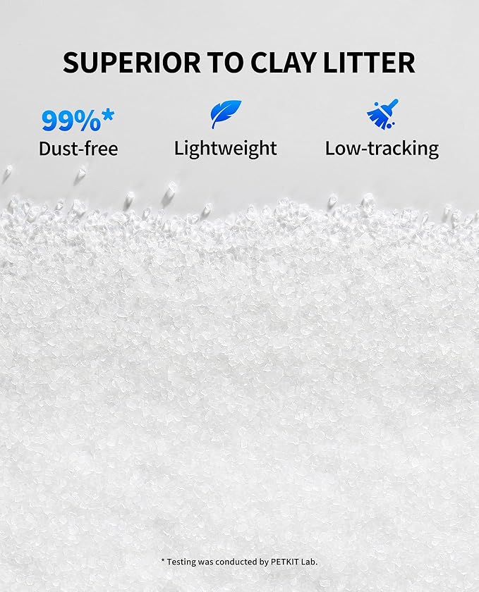 PETKIT Crystal Cat Litter with Tray, Suitable for Purobot Crystal Duo Self Cleaning Cat Litter Box, Dust-Free Mess-Free No Refilling, Odor Control, 4.5lbx4 Packs