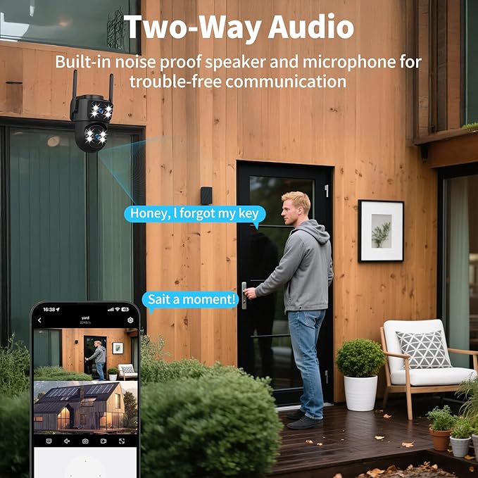 Dual-Lens Smart-Indoor Outdoor-Camera, 2K-3MP HD - 5G WiFi, 360° AI Motion Tracking IP65 Weatherproof, Color Night Vision, 24/7 Recording, 2-Way Audio, Nanny/Pet/Baby Cam (Black)