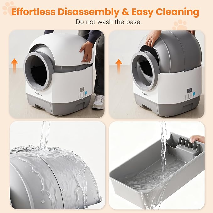 Smart Self Cleaning Automatic Cat Litter Box with Odor Control, Infrared Sensors, Sleep Mode, and Remote APP Control for Hands-Free Convenience, White