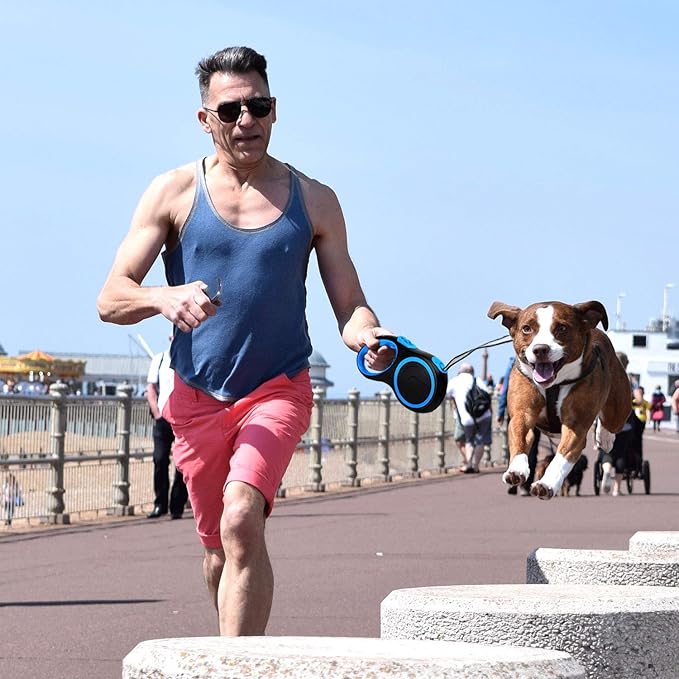 Segarty Retractable Dog Leash 26 Ft, Dog Retractable Leash for Small Medium Larger Dogs Up to 110 Lbs, 1 Button Break & Lock, 360 Tangle-Free, Heavy Duty Long Dog Lead for Training Running Walking