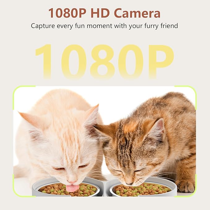 Cat Feeder with Camera, 5L Auto Dog Feeder with Dual Power Supply Pet Feeder for Easy Clean, Cat Food Dispenser for Multiple Pet Detachable (Vedio)