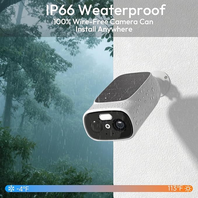2.4G/5G WiFi Camera for Home Security with Embedded Solar Panel, 2.5K Solar Security Camera Wireless Outdoor with Color Night Vision, 2-Way Talk, Siren,IP66, Cloud/SD, AI Detection, W/Alexa