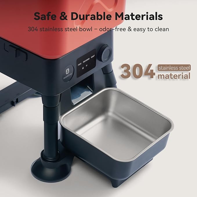 Automatic Dog Feeder for Large Dogs, 14L Capacity, Remote Feeding, Anti-Blockage System, Timed Auto Dog Food Dispenser, 2.4G WiFi App Control,Dual Power Supply,Stainless Steel Bowl