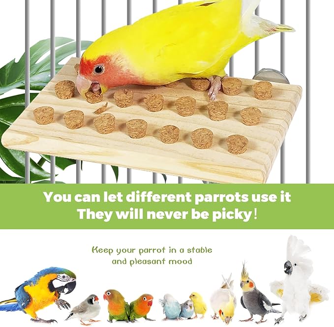 Wooden Bird Chew Toy, Parrot Biting Toys, Foraging Training, Relieve Boredom & Anxiety, Bird Cage Accessories, for Small Parakeets, Conures, Macaws, Budgies, Finches, JPN N