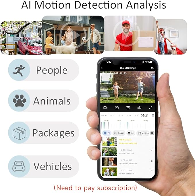 Security Cameras Wireless Outdoor 5G/2.4G WiFi, 2K Indoor Home Camera with AI Motion Detection, Color Night Vision, Siren,Waterproof, 2-Way Talk,Works w/Alexa&Google Assistant,SD/Cloud