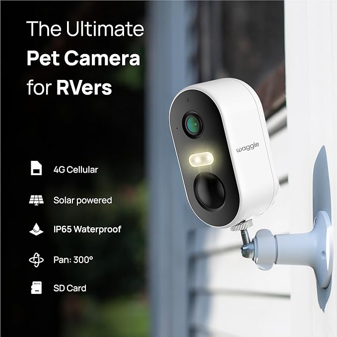 Waggle 4G LTE Security Camera for RV Safety | No WiFi Needed | 2K HD, 9000mAh Battery, Night Vision, 2-Way Talk & Siren Alarm | Ideal for RVs, Indoor/Outdoor Monitoring - Subscription Required