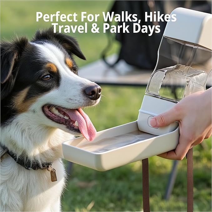 Dog Water Bottle, Portable Water Dispenser, Foldable Dog Bowls, Leak-Proof Pet Water Bottle with Poop Bag Dispenser, Puppy Essentials for Dogs On The Go Walking Hiking Travel, 13.5oz