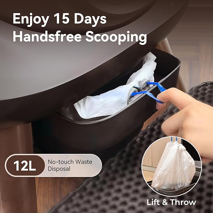 Self Cleaning Litter Box: Automatic Cat Litter Box for Cats, G1 Large Openning Robot with Odor-Control Dual Safety Protection, Includes Trash Bags and Mat