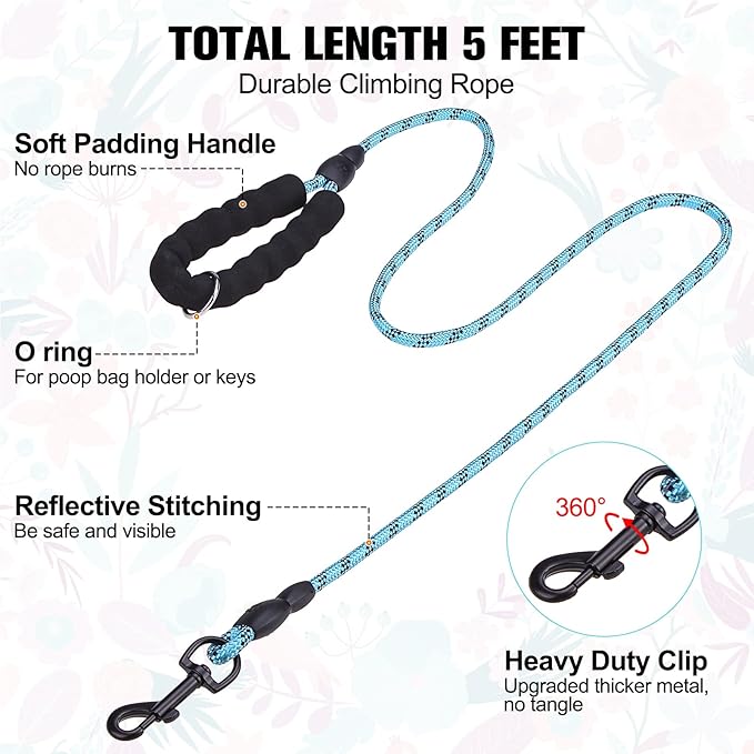 BEAUTYZOO Step in Dog Harness and Leash Set, Floral Pattern Reflective No Pull No Choke Puppy Harness for Small Medium Large Dogs Cats, Soft Padded Mesh Vest Harnesses for Girl and Boy Pets