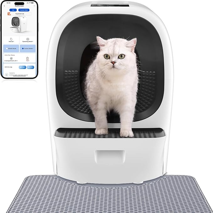 80L Auto Refill Self-Cleaning Litter Box AI Self-Refilling Robot Automatic for Multiple Cats(3-20lb) - Rake Design ScoopFree, Safety Sensors, Anti-Leakage, Odor Control, 5G WiFi App, XL
