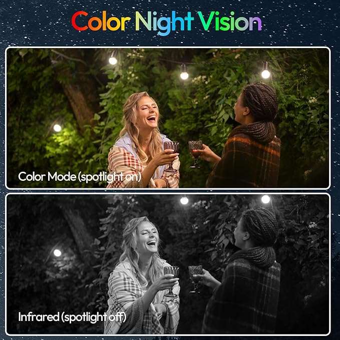 2.4G/5G WiFi Camera for Home Security with Embedded Solar Panel, 2.5K Solar Security Camera Wireless Outdoor with Color Night Vision, 2-Way Talk, Siren,IP66, Cloud/SD, AI Detection, W/Alexa