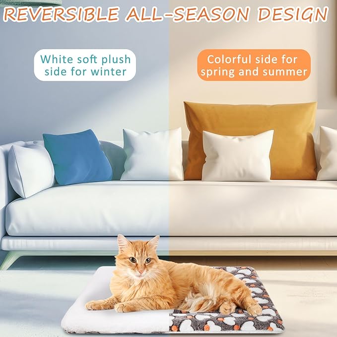 VitalCozy 2 Pack Self Warming Cat Mat Self Heating Pad Bed Reversible Machine Washable Reflects Body Heat Warm Thermal Pet Pad Crate Blanket for Feral and Indoor Cat (Grey,21" X 14",Heart)