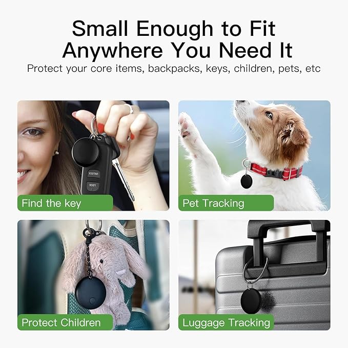 RAINDROPS Air Tracker Tags for Android, Air Tags-4 Pack Bluetooth Tracker Works with Google Find Hub, Item Finder for Keys, Luggage, Wallet, Pets (Android Only, Black, 4 Pack)