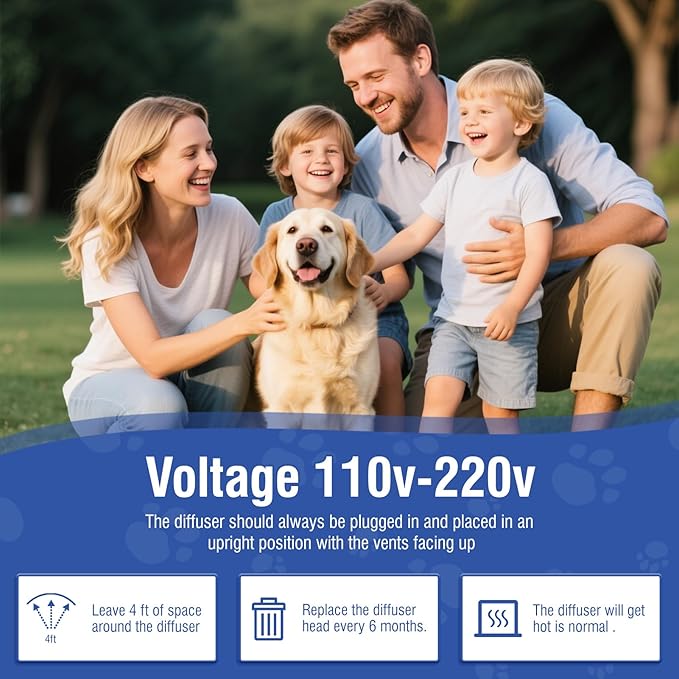 Dog Pheromone Calming Diffuser 4 In 1 Appeasing Pet Pheromones Diffuser to Calm Kit (Plug in+ 3 Pack 48ml Refill) for Anxiety Relief Reduce Barking Aggression Fighting Stress 90 Day Supply(Tasteless)