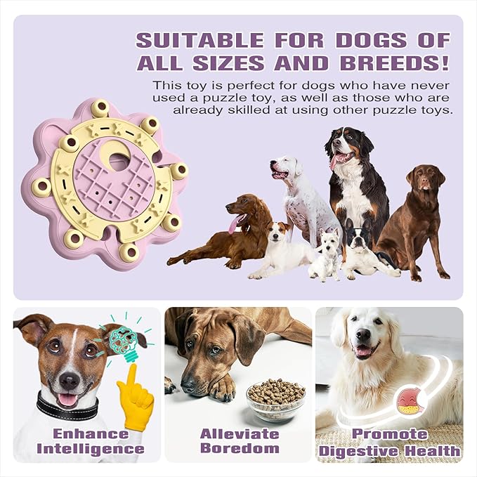 KADTC U.S. Brand & Design - 3 Levels of Challenge Dog Puzzle Toy Christmas & New Year Gift Pink Toys for Small/Medium/Large Dogs Treat Puzzles Food Slow Feeder Puppy Brain Mental Stimulation Games