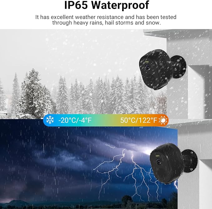 Rraycom 2Pack 2.4G/5GHz WiFi Security Cameras Wireless Outdoor, 2K Tuya Smart Camera for Home Security,Color Night Vision, AI Motion Detection,2-Way Talk,Waterproof,Works w/Alexa,Cloud/SD Storage