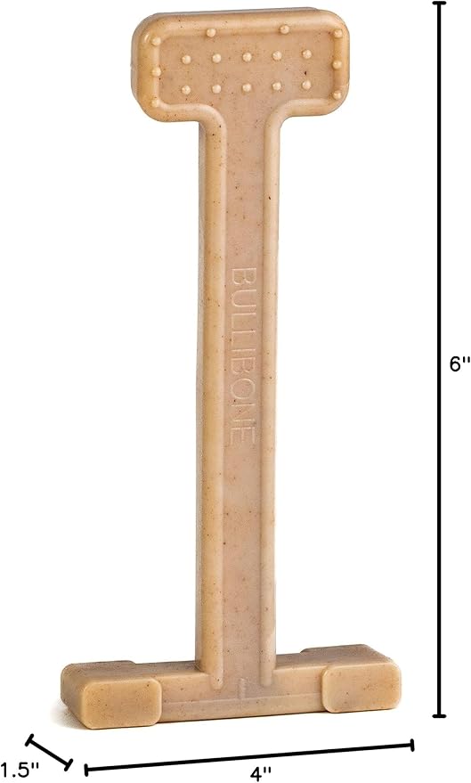 Bullibone Nylon Dog Chew Toy for Aggressive Chewers - Dental Hygiene Bone with Beef Flavor, Durable Tough Chew Toys for Large Dogs, Indestructible Dog Bone - Single