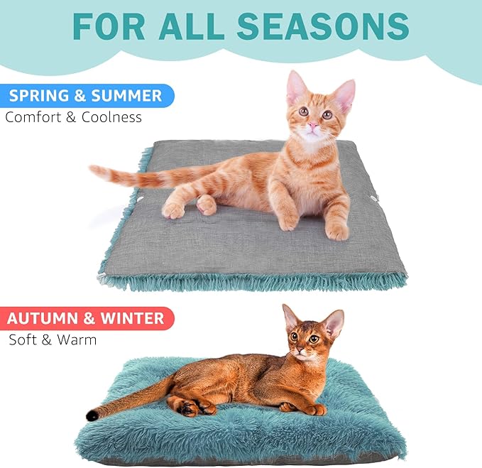 SCENEREAL Self Warming Cat Bed, Heated Cat Bed Mat for Cats Small Dogs, 2 in 1 Soft Plush, Washable Pet Pad for Indoor Outdoor Kitten Puppy, Navy Blue 20x24