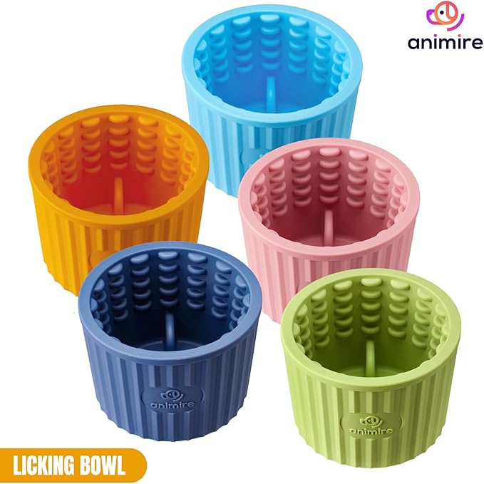Dog Lick Bowl, Anxiety Relief Dog Licking Mat Freezer Treat Dispenser, Non-Slip Anti-Choking Silicone Slow Feeder Lick Bowl for Small Medium & Large Breed Dogs, BPA Free(Orange,M-L)
