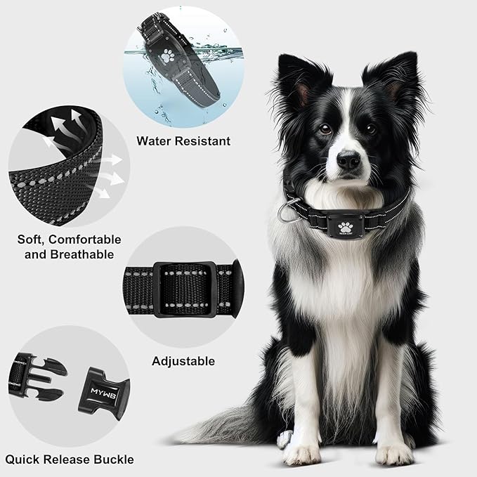 GPS Dog Collar Tracker 2-in-1,Reflective Waterproof Pet Collar,iOS-Only,No Monthly Fees,Unlimited Range,Ideal for Dog Tracking pet Tracker,for Small Medium Large Dogs(L (16.6"-24"), Black)