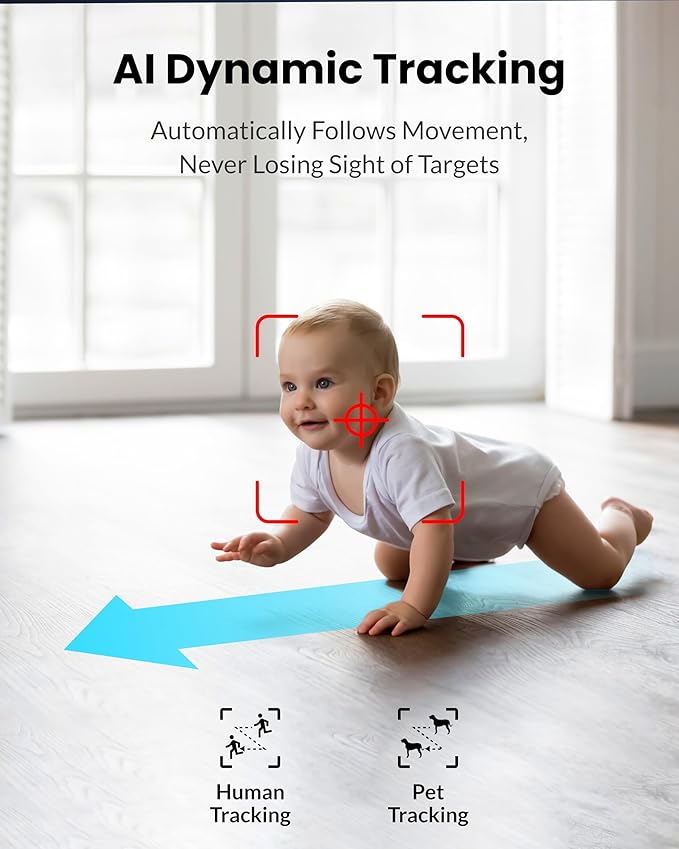 Dual Lens Security Camera Indoor 5G/2.4G WiFi, 4MP Pet Camera with Pan Tilt for Home, Baby Monitor, AI Tracking, Color Night Vision, 2-Way Talk, No Dead Zone, 355° View, Alexa/Google