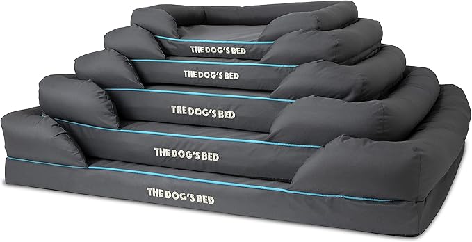 The Dog’s Bed, XL Grey/Blue, Memory Foam, Pain Relief: Arthritis, Hip & Elbow Dysplasia, Post Surgery, Lameness, Supportive, Calming, Waterproof Washable Cover, Veterinary Approved