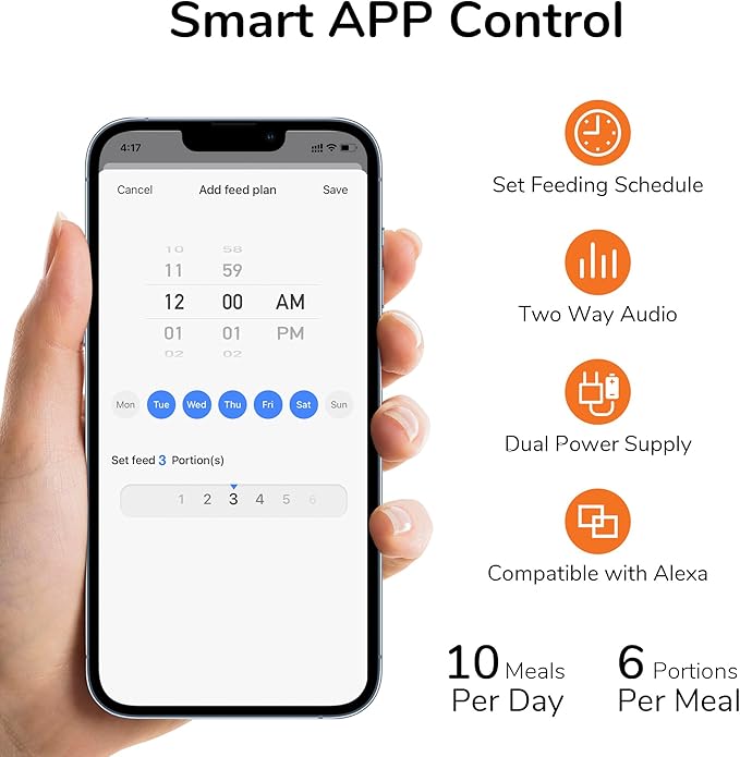 FUKUMARU Automatic Cat Feeder, 2 in 1 Automatic Pet Feeders with Camera and Audio, Support DIY Meals and Timed Control WiFi Cat Food Dispenser