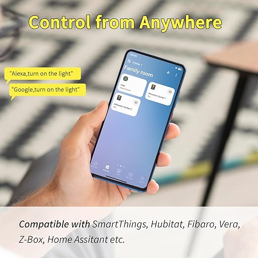 Minoston 800 Series Zwave Dual Outlet Plug, On/Off Z-Wave Repeater Switch with 2 Individual Control Sockets, Hub Required, Z Wave LR Smart Plugs Compatible with SmartThings, Hubitat, Fibaro (MP26Z)