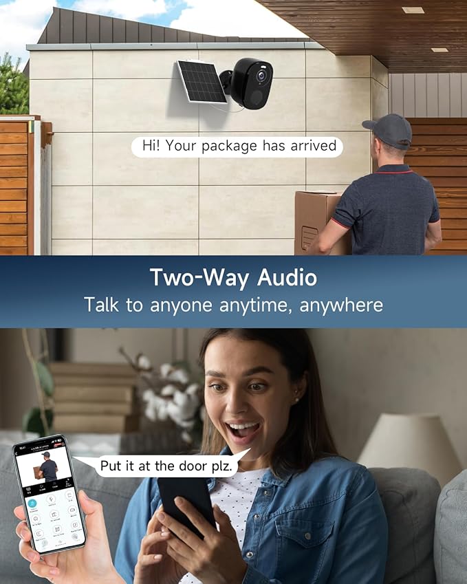 ELECCTV 2.4&5ghz WiFi Solar Security Cameras Wireless Outdoor,2K QHD Home Security System, 4 Cameras Kit with 130° Ultra-Wide View, 2-Way Talk, IP65,Color Night Vision, Spotlight & Siren (4, Black)