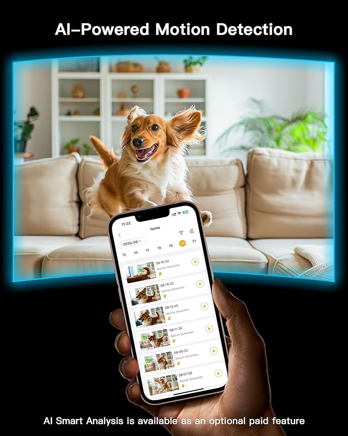 ARENTI 5G Indoor Security Camera, 4MP Pet Camera with Speaker for Dog/Cat, Baby Monitor with Phone App, Dual-Band WiFi, Auto Tracking, Super Night Vision, 2-Way Talk, 64G Local Storage (P2Q 64G)