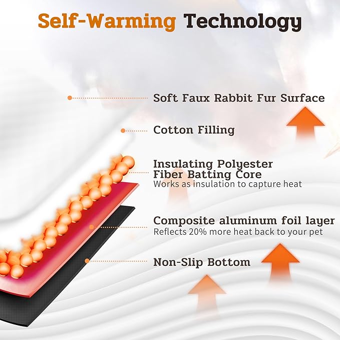 NWK Pack of 4 Fluffy Self Warming Cat Mat, Cat Blanket, Thermal Dog Mat, Washable, Non-Slip Bottom for Sofa & Crate & Kennel & Car Seat (Creamy White, Medium (27'' X 18.5'' X 0.7''))