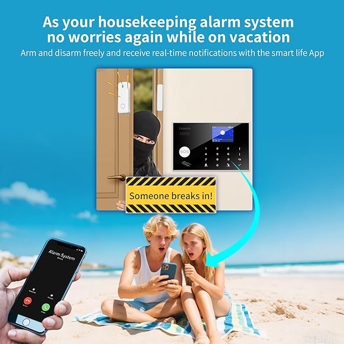 Alarm System with Phone APP Alert,DIY WiFi Home Security Alarm System,12pcs Kit Motion Detector,Door Sensor,Remote Control,Siren,Compatible with Alexa Google for Home Villa,for Children Elderly Safety