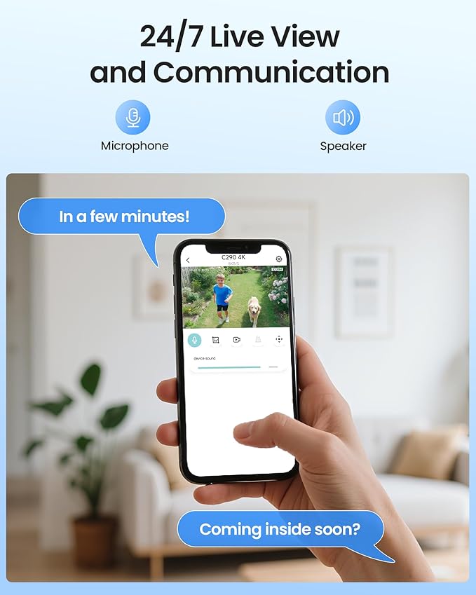 ZOSI C290 4K 8MP UHD Wired WiFi Security Camera Outdoor Indoor, Plug-in Pan/Tilt IP Camera, AI Human Face Vehicle Detection, Auto Tracking, Night Vision, Siren Alarm, 2-Way Audio, 64GB Memory Card