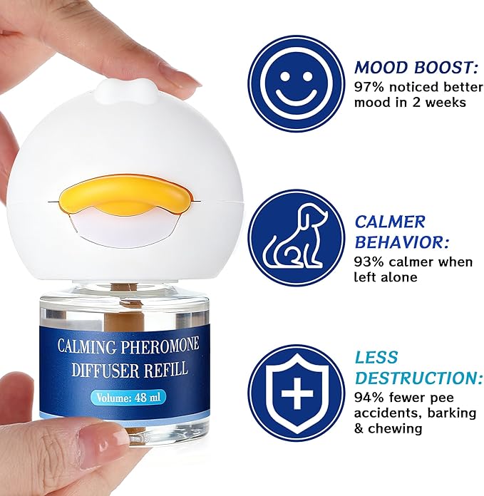 6-in-1 Dog Calming Pheromone Diffuser (2 Plug in + 4 Refills), Relief Anxiety, Storm Stress & Indoor Behavior Support, 120-Day Long Lasting Refill, Natural Odorless Safe Formula