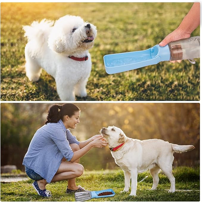 Portable Dog Water Bottle - Foldable Dog Water Dispenser | Leak Proof & Food Grade Plastic Travel | Pet Water Bottle for Cat Outdoor Walking Hiking Travel(US) (Sky Blue, 19oz)