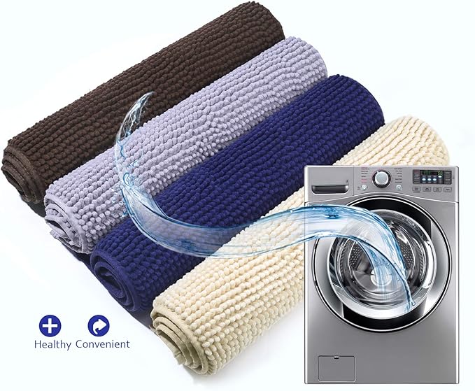 VIVAGLORY Cat Litter Mat Softgrip Litter Trapping Mat, Muddy Litterbox Rug for Indoor & Floor, Machine Washable Easy Clean Soft Microfiber for Cat, 35"× 25", Beige