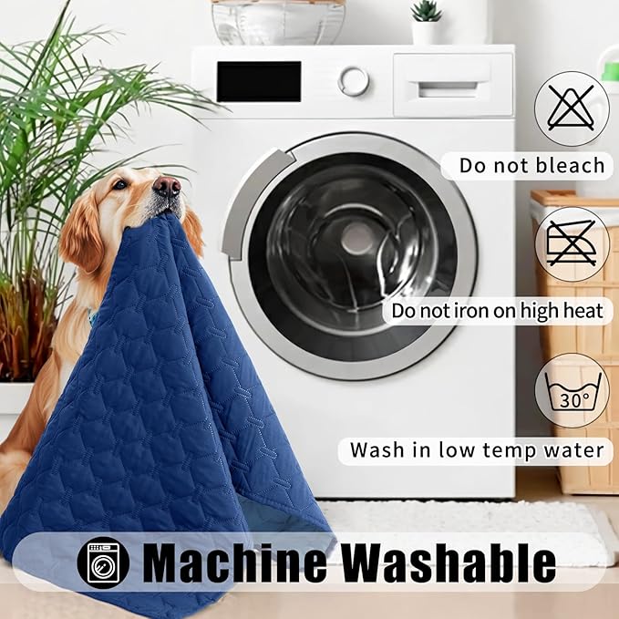 Smiry Waterproof Dog Bed Cover Blanket, Soft Reversible Pet Blanket, Washable Leakproof Cats Dogs Couch Cover for Sofa, Couch, Furniture, Plaid (52x82 Inch, Navy/Blue)