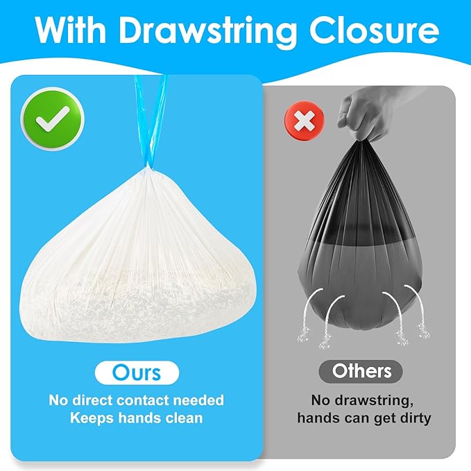 Cat Litter Bags 120 Count, 21.65"x11.8" Drawstring Close Litter Box Liners for Automatic Litter Box,Thick Cat Poop Bags,Easy to Clean,Heavy Duty Robot Bag for Self-Cleaning Box