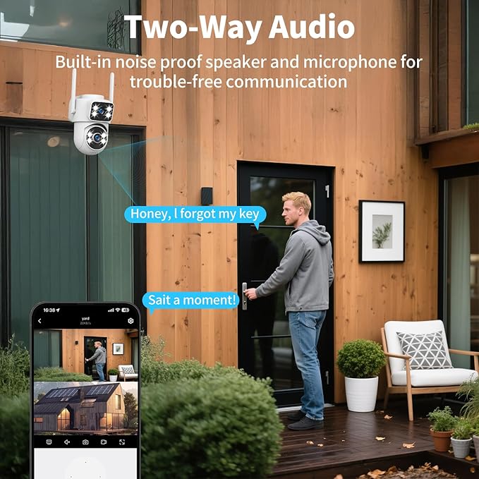 Dual-Lens Smart-Indoor Outdoor-Camera, 2K-3MP HD - 5G WiFi, 360° AI Motion Tracking IP65 Weatherproof, Color Night Vision, 24/7 Recording, 2-Way Audio, Nanny/Pet/Baby Cam (White)